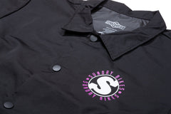 Sunday Creepy Sweeper Windbreaker Jacket (Black with Purple/White Ink)