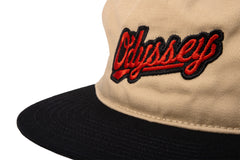 Odyssey Slugger 5-Panel Hat (Khaki/Black with Red/Black Embroidery)