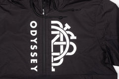 Odyssey Monogram Windbreaker Anorak Jacket (Black with Muted Silver Ink)